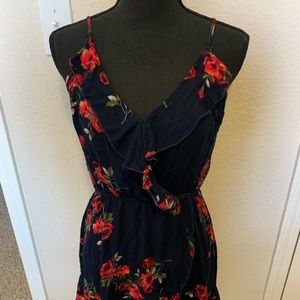 Navy blue with rose print dress in size Medium
